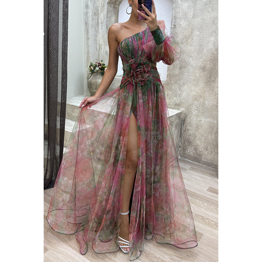 Cross-border 2023 Amazon European and American New Party mesh shoulder dress INS casual fashion dress women