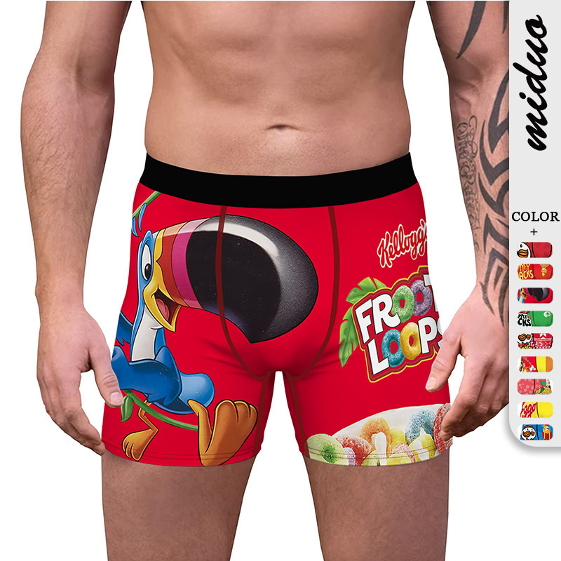 2023 cross-border snacks digital printing boxers comfortable breathable boxer shorts wholesale New Fashion men's underwear