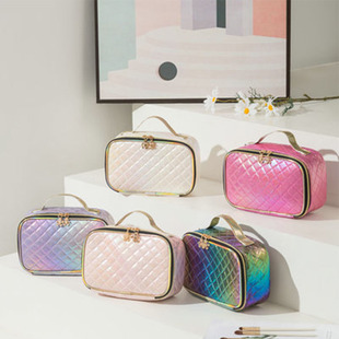 Handbag Travel pu Wash Bag Multifunctional Portable Rhombic Storage Bag Large Capacity Waterproof Four-in-One Cosmetic Bag