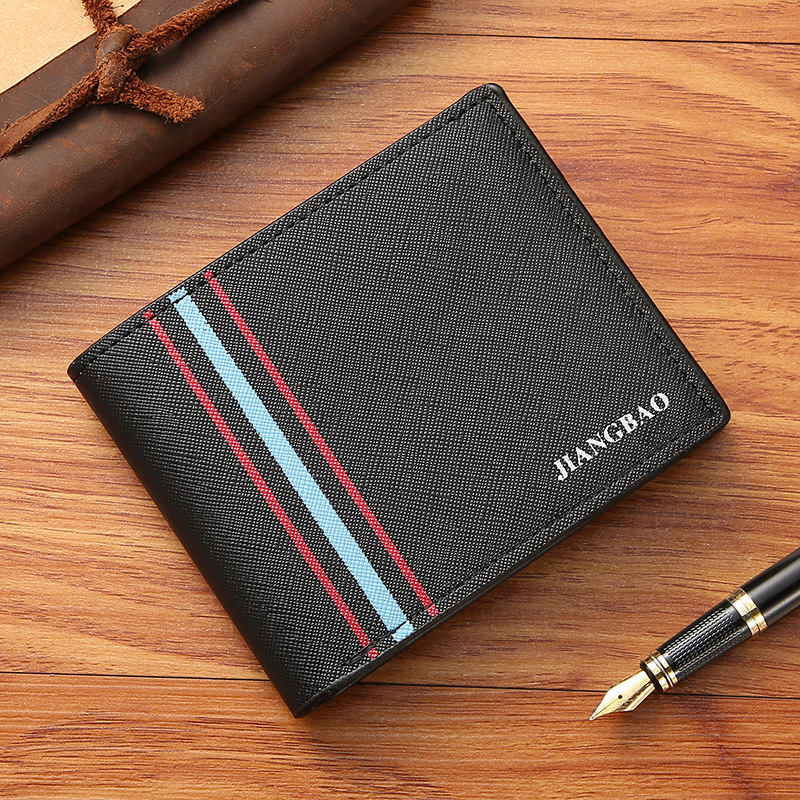 New Wallet Men's Short Fashionable Thin Wallet Multi Card Saffiano Wallet Spot Horizontal Business Soft Wallet