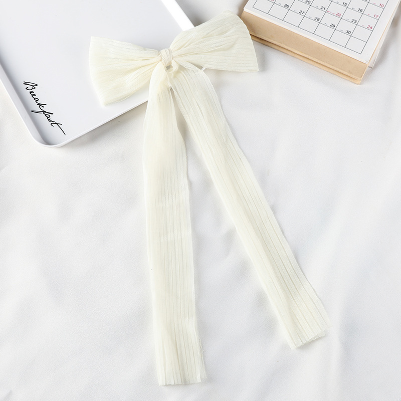 Korean Style Lace Bow Hairpin Embroidered Sweet Elegant Fairy Ribbon Spring Clip Internet Celebrity Girl's Headwear Top Clip_voghion.com