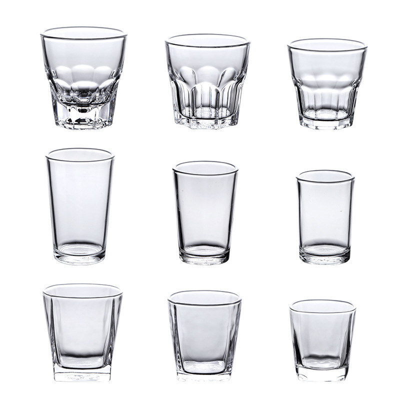 Tempered cup glass beer cup octagonal cup heat-resistant cup spirits cup whisky two two cups bar KTV