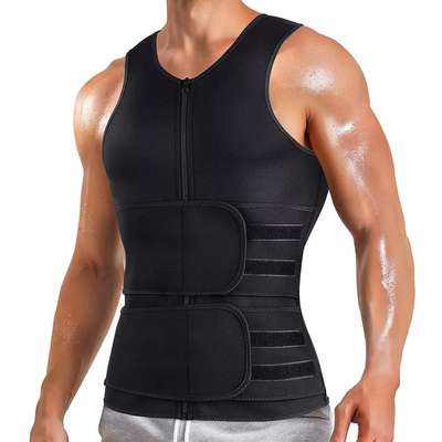 Cross-border Men's Double Belt Vest Shaper Reinforced Sweat Rubber Corset Sport Waist Tight Belt