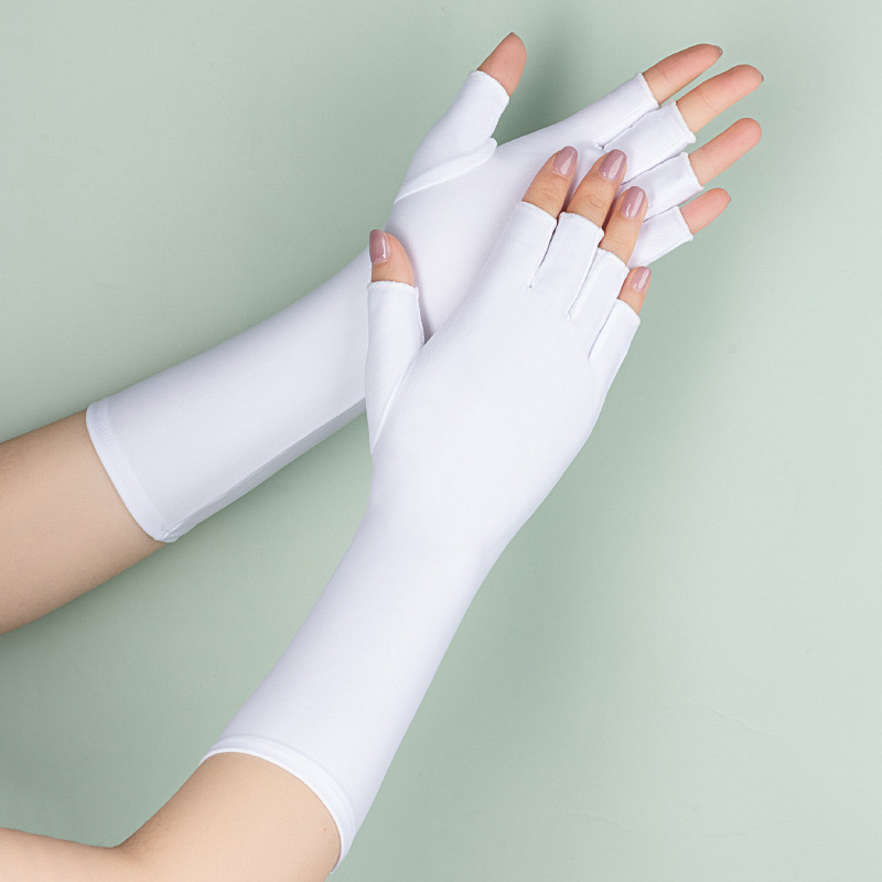 Summer Ice-cool Long Half-finger Sunscreen Sleeves Women's Ultraviolet Arm Protective Arm Sleeves Fake Sleeves Thin Riding Gloves
