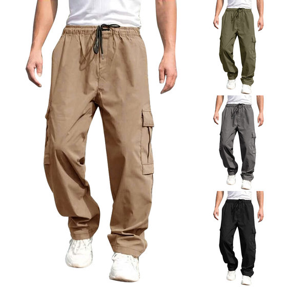 2023 Amazon New Summer Youth Casual Pants European and American Men's Loose Straight Casual Pants for Men