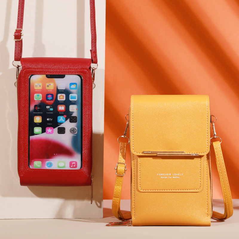 2023 New Phone Bag Crossbody Touch Screen Phone Bag Solid Color Wallet Shoulder Bag Portable Card Holder Wholesale