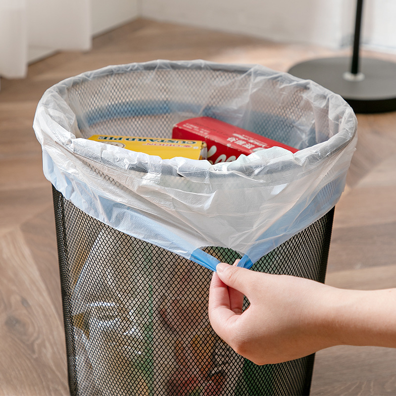 New Product Drawstring Garbage Bag Transparent Large Kitchen Household Portable Automatic Neck Wearing Rope Plastic Bag Wholesale in Large Quantity