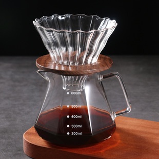 Transparent color borosilicate glass Diamond coffee pot V60 filter cup set heat-resistant cloud pot fair Cup