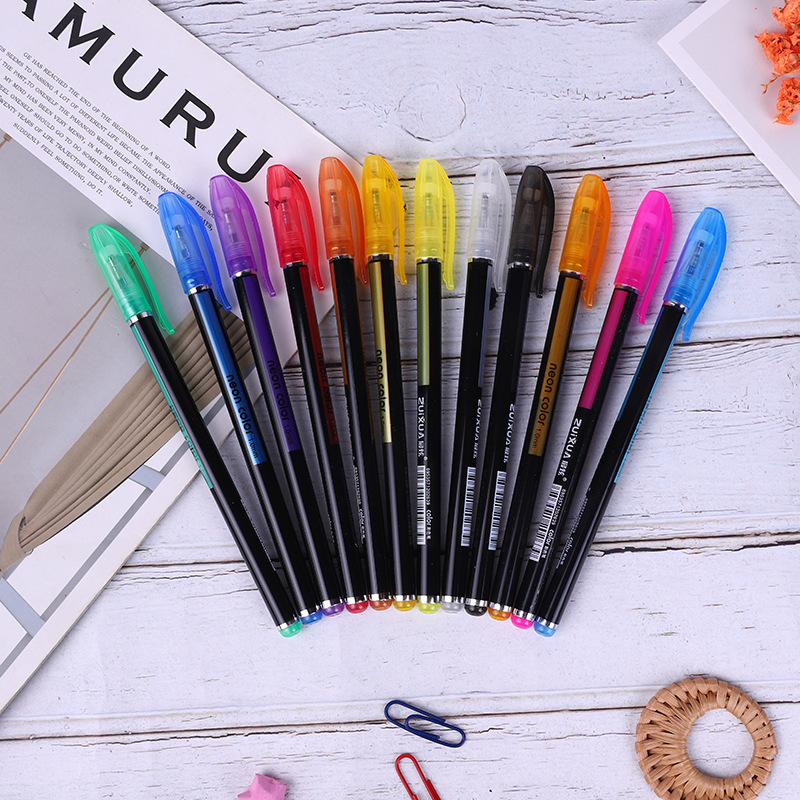 Creative Boxed 12 Color Glitter Pen Student Marking Highlighter Children's DIY Graffiti Pen Pastel Hand Account Pen Set