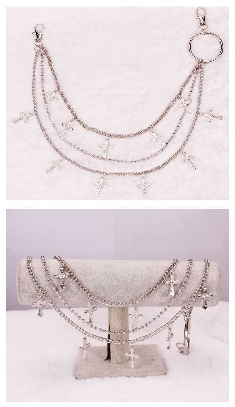European and American Cross-border Hip-hop Fashion Metal Multi-layer Cross Hanging Chain Street Fashion Personalized Pants Collocation_voghion.com