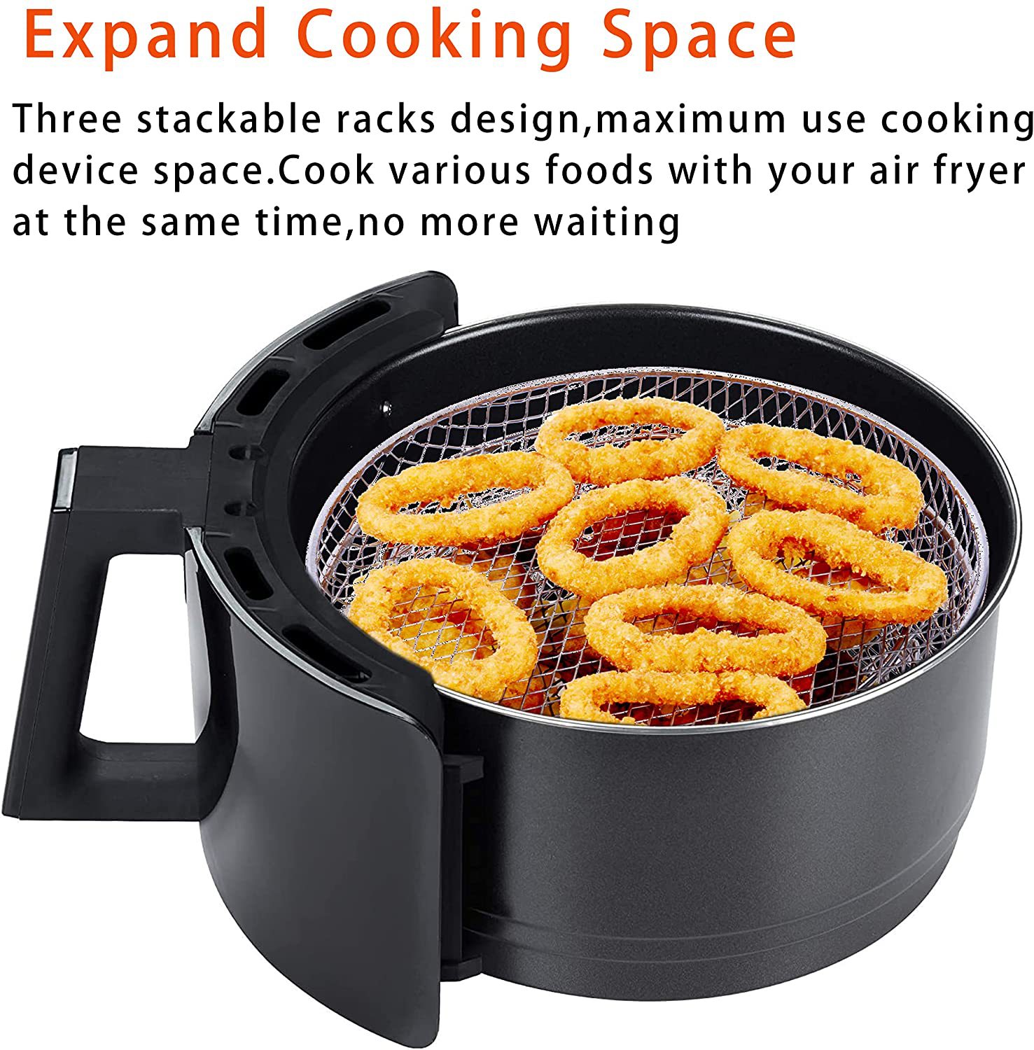 Airfryer air fryer accessories three-layer round grill steaming rack stainless steel 8-inch stackable rack dehydrating rack