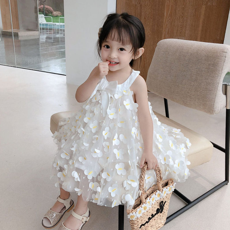 Girl's Dress 2023 Summer New Arrival Baby Girl Three-Dimensional Butterfly Princess Dress Sleeveless Doll Vest Yarn Dress