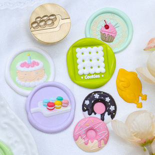 New fire paint seal dessert series embossed donut cake macaron seal head envelope seal invitation decoration