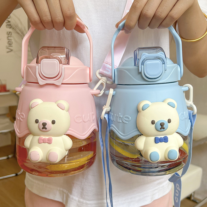 Big belly straw cup large capacity female student children's water cup with filter net tea compartment male Kettle tea separation