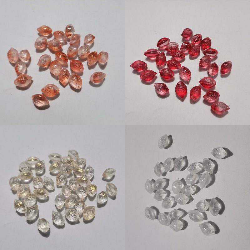 Fruit shaped glass accessories lemon fruit half hole Crystal loose beads DIY antique pendant hairpin material wholesale