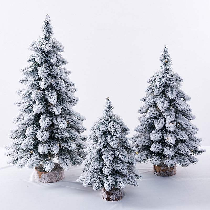 Factory Direct Sale Pointed Tip Down Small Mini Flocked Christmas Tree Ornament Christmas Desktop Decor Nordic Style