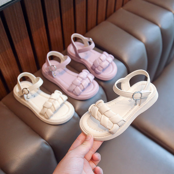 Girls' Sandals 2023 Summer New Soft Sole Non-slip Flat Beach Shoes Big Kids Fashion Princess Shoes