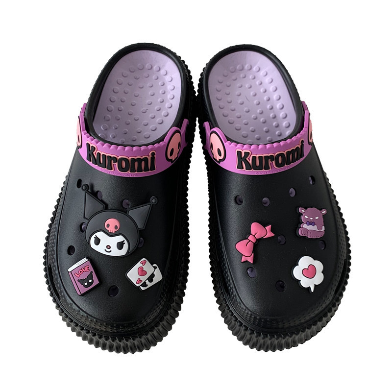 Thick-soled beach sandals and slippers Sanrio ip joint name sweet cool cute kulomi Baotou hole shoes women's summer
