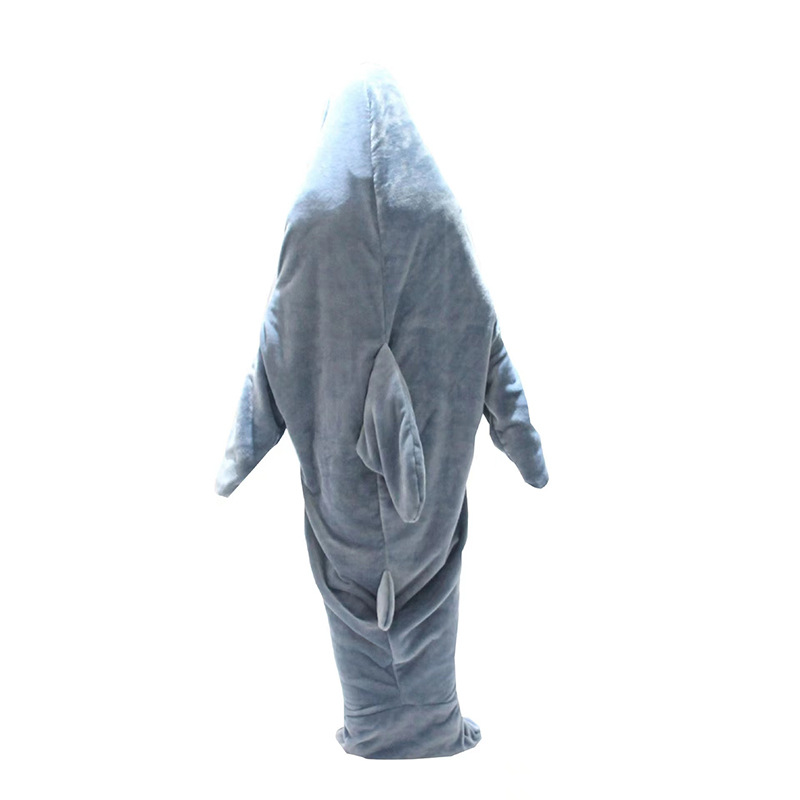 Cartoon sand carving shark sleeping bag one-piece pajamas flannel shark home wear one-piece shark summer sleeping bag