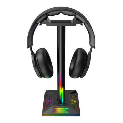 EB01-B game headphone holder RGB luminous belt double USB port touch control headphone holder holiday light