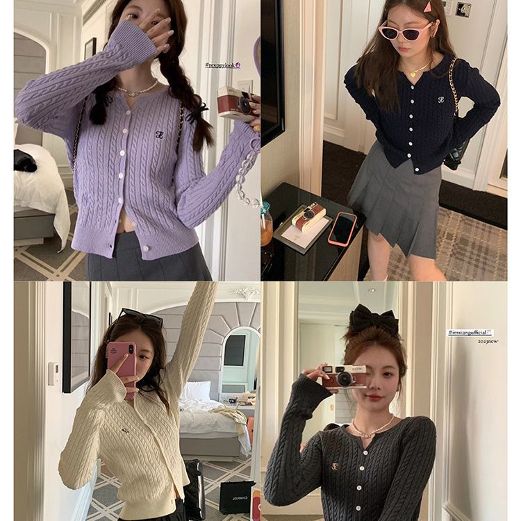 2023 new twist texture sweater coat for women Spring and Autumn lazy fashion letter embroidery one-piece delivery wholesale