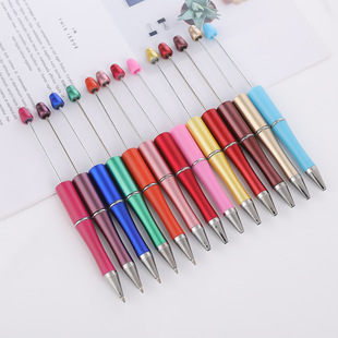 Multi-color plastic beaded pen ballpoint pen DIY handmade beaded ballpoint pen gift pen advertising pen in stock wholesale