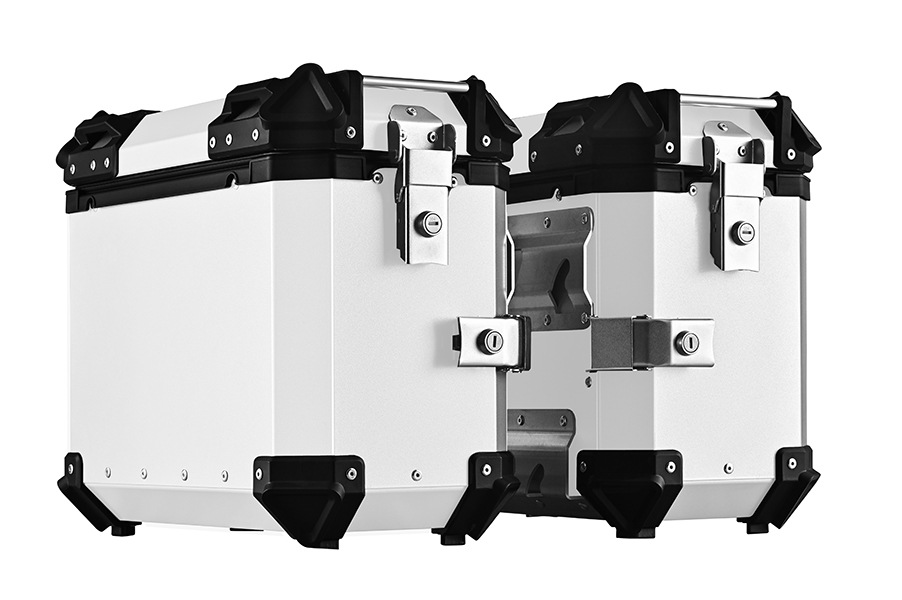 35L Motorcycle Universal Aluminum Alloy Flat Side Box Black/Silver Extended Capacity Long-distance Travel Camping