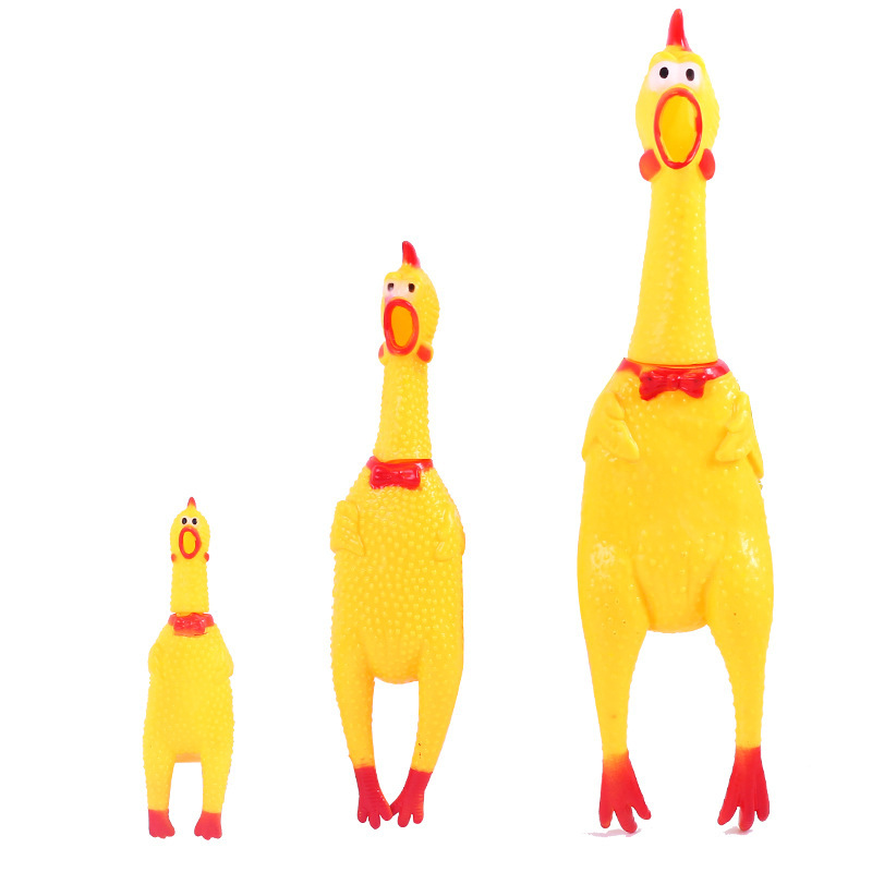 Large and medium-sized small size vinyl barking chicken dog vent decompression trick toy voice pet toy scream chicken