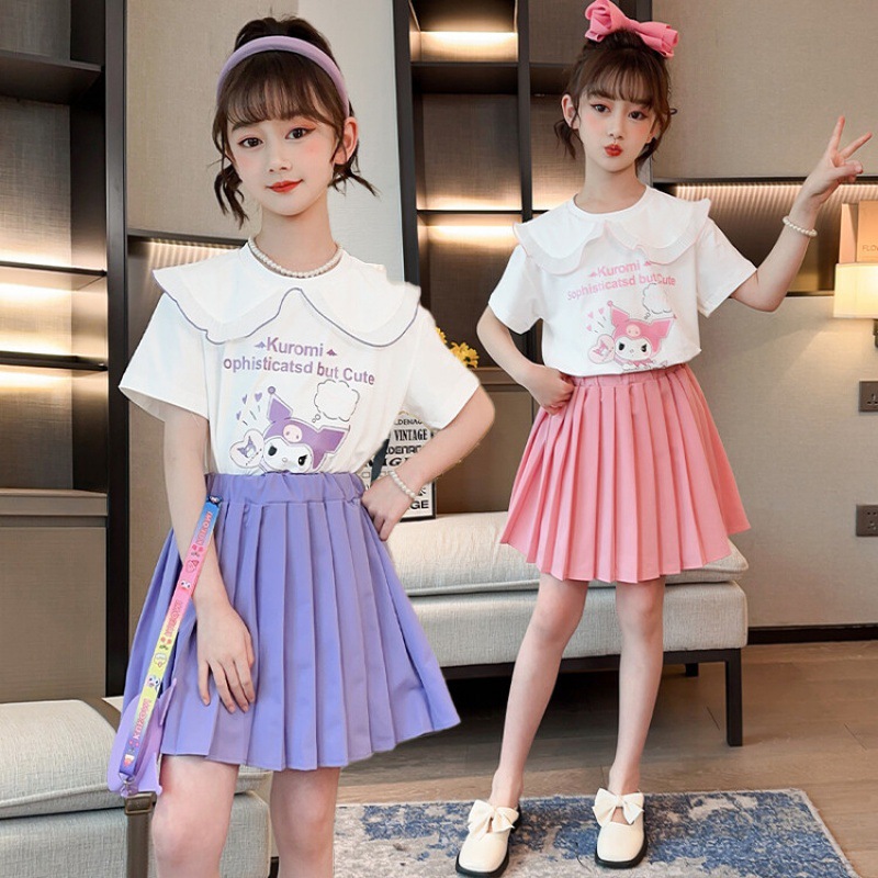 Girls' Summer suit 2024 New Children's Cute Fox Print Casual Children's Fashion Brand Girls' Two-piece Set