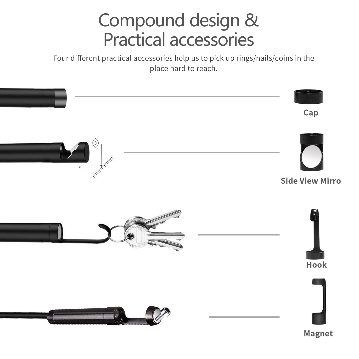 Double lens 5.5 / 8MM 1080P foldable pipe auto repair 4.3-inch industrial endoscope with screen