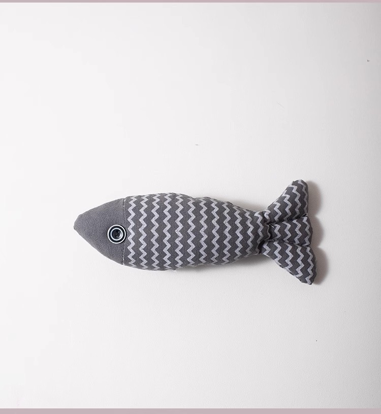 Catnip simulation fish linen cat toy self-Hi relieving stuffy bite-resistant kitten molar kitten funny cat stick cat supplies