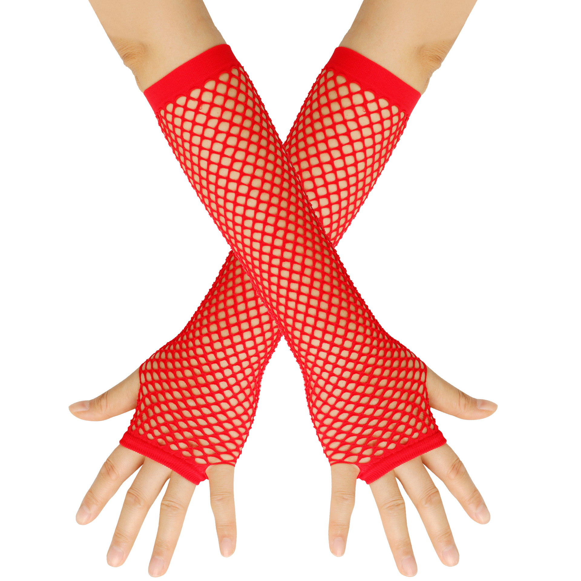 Gants élastiques en filet de pêche épais européens et américains, gants longs sexy punk, gants d'étiquette de fête en boîte de nuit à demi-doigts, gants transfrontaliers_voghion.com