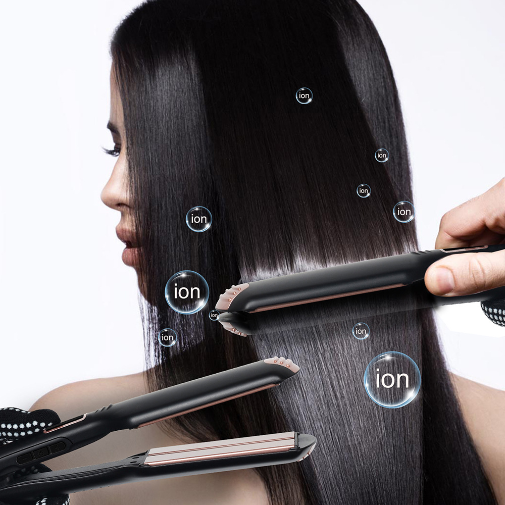 Cross-border wide plate hair straightener wide plate electric splint wave plate hair iron digital display temperature-regulating hair straightener factory outlet