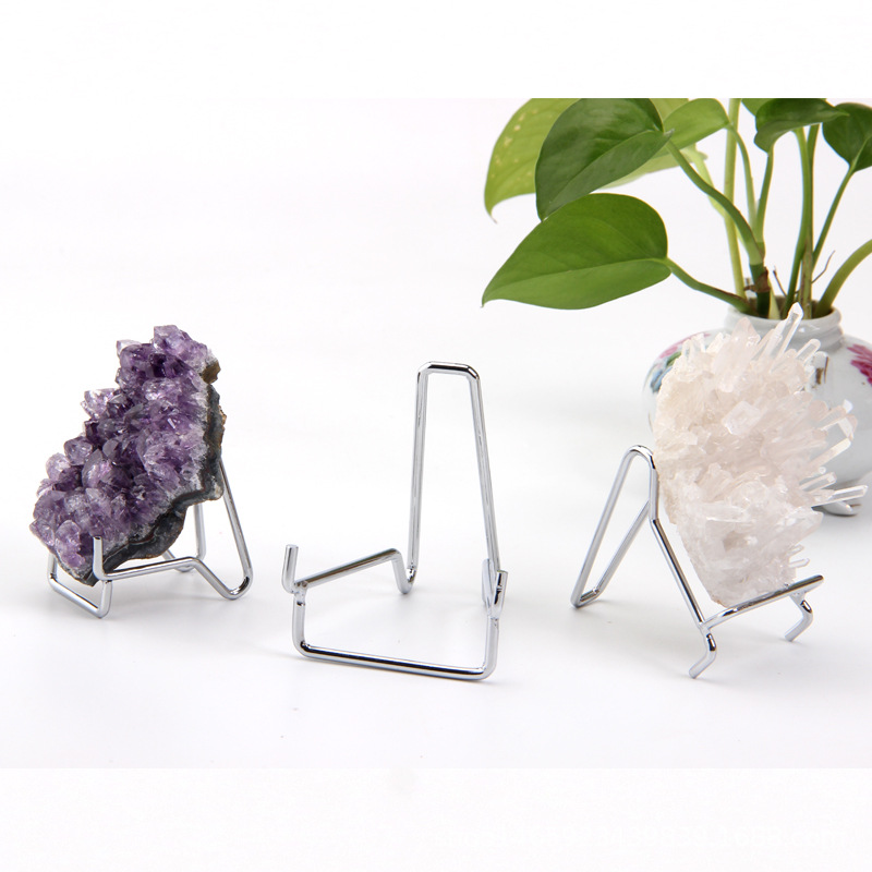 New product listing metal crystal mineral logo display stand crystal mineral agate piece crafts tea cup bottom holder heart-shaped rack