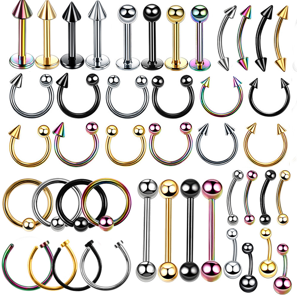 Cross-border hot-selling stainless steel piercing jewelry eyebrow nail lip nail C- shaped nose ring nose clip European and American body piercing jewelry