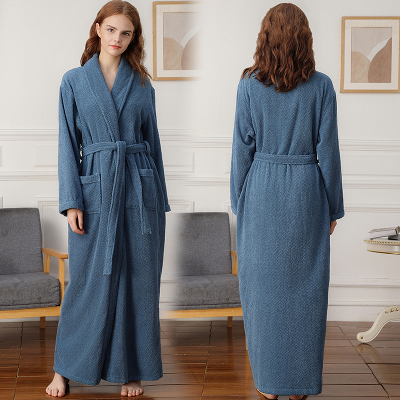 Towel material thickened lengthened bathrobe hotel couple long women's nightgown absorbent bathrobe cross-border Amazon delivery