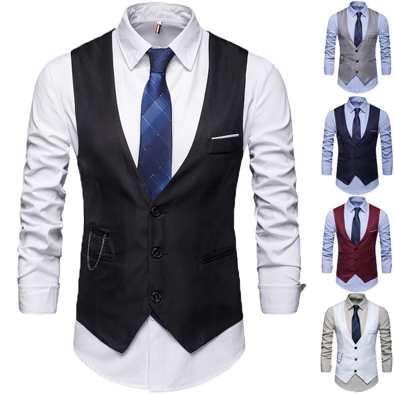 AliExpress Amazon Summer New Men's Solid Color Suit Vest British Slim-fit Large Size Vest