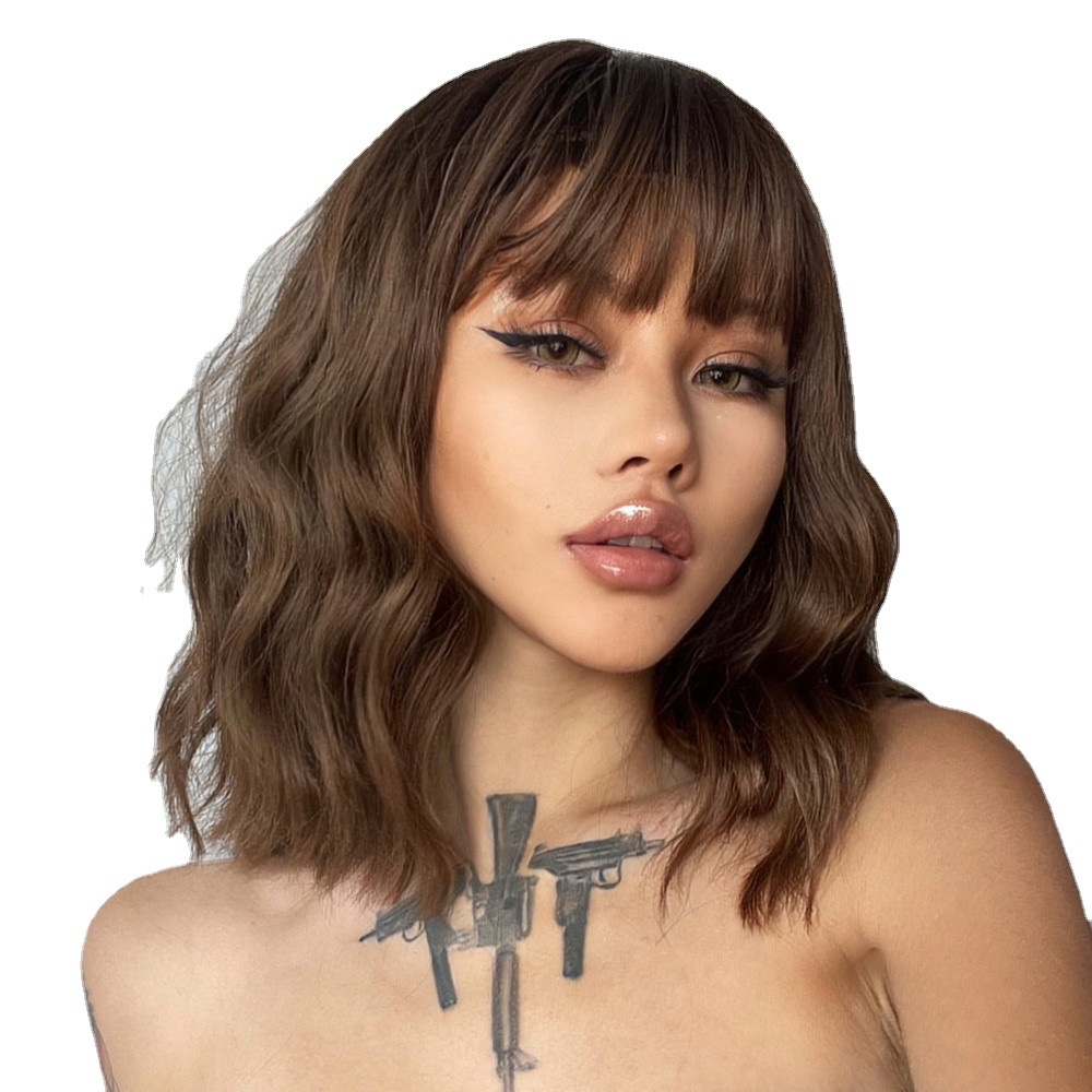 Amazon European and American Style Short Shoulder Curly Hair Wig Women's Artificial Wool Curly Hair Full Hair in stock