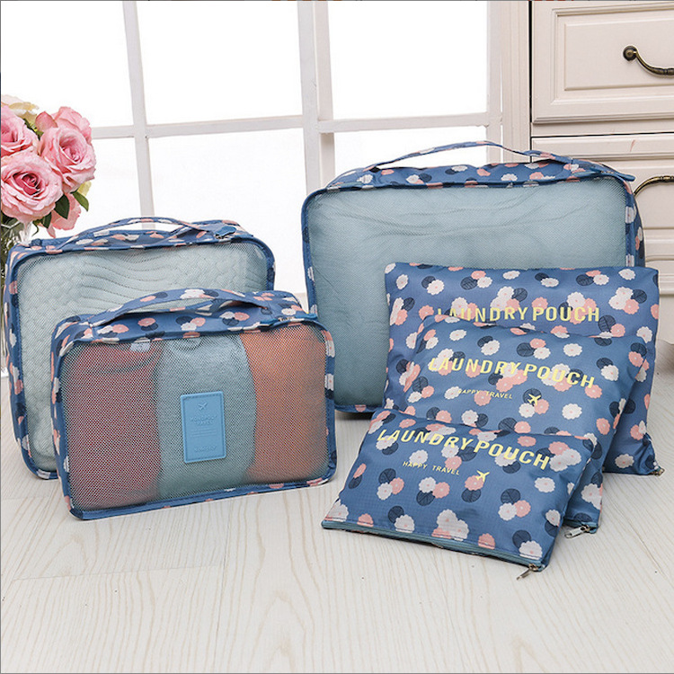 Travel storage bag 6-Piece Luggage bag set travel clothing storage finishing bag flower cloth series storage six-piece set