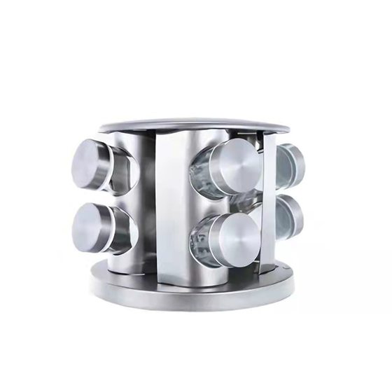 Rotatable Stainless Steel Seasoning Rack Multi-layer Household Kitchen Seasoning Storage Rack Glass Seasoning Bottle suit Stainless Steel