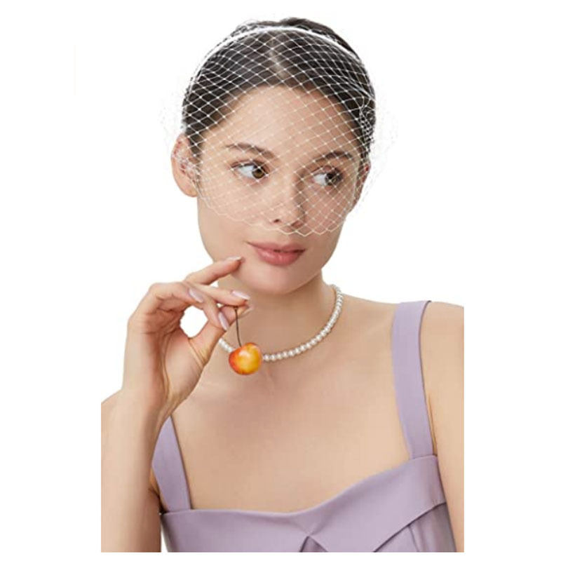 Vintage Amazon European and American Headband Bridal Tea Party Party Mesh Women's Hair Accessories Face Covering Rhinestone Pearl Headband