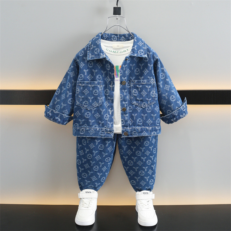 男童套裝2024春秋季新款童裝韓版帥氣男寶寶牛仔兩件套休閒衣服潮