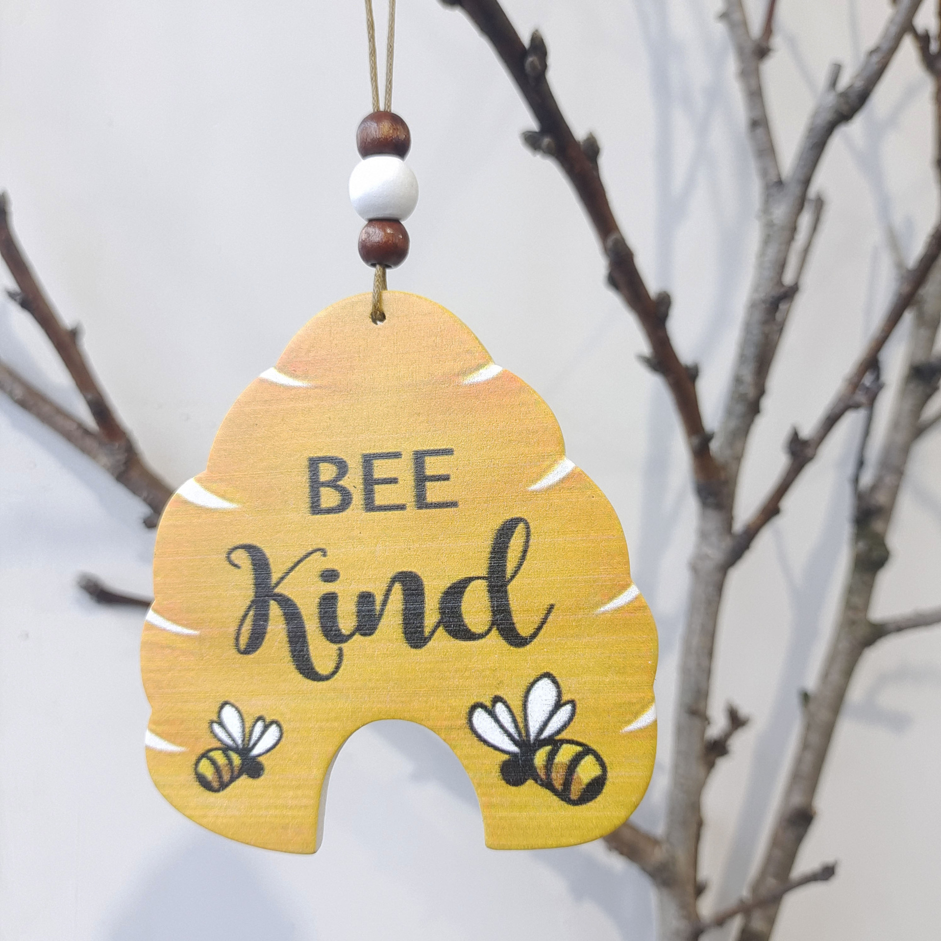New Bee Easter Wooden Crafts Pendant Creative Pastoral Style Wooden Bee Hive Decorations