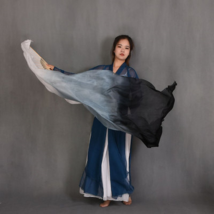 Silk Dance Fan Lengthened Dance Fan Square Dance Classical Dance Small Shadow Smoke Performance Fan Gradient Long Silk Fan