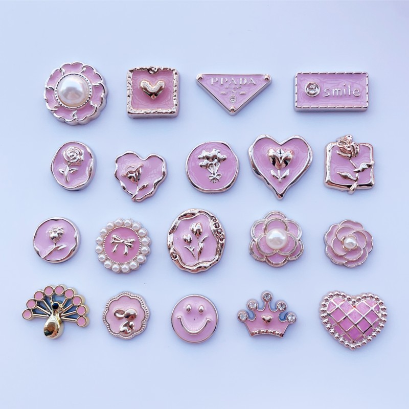 Pink Chanel style Camellia love resin accessories diy jewelry accessories material phone case refrigerator sticker accessories