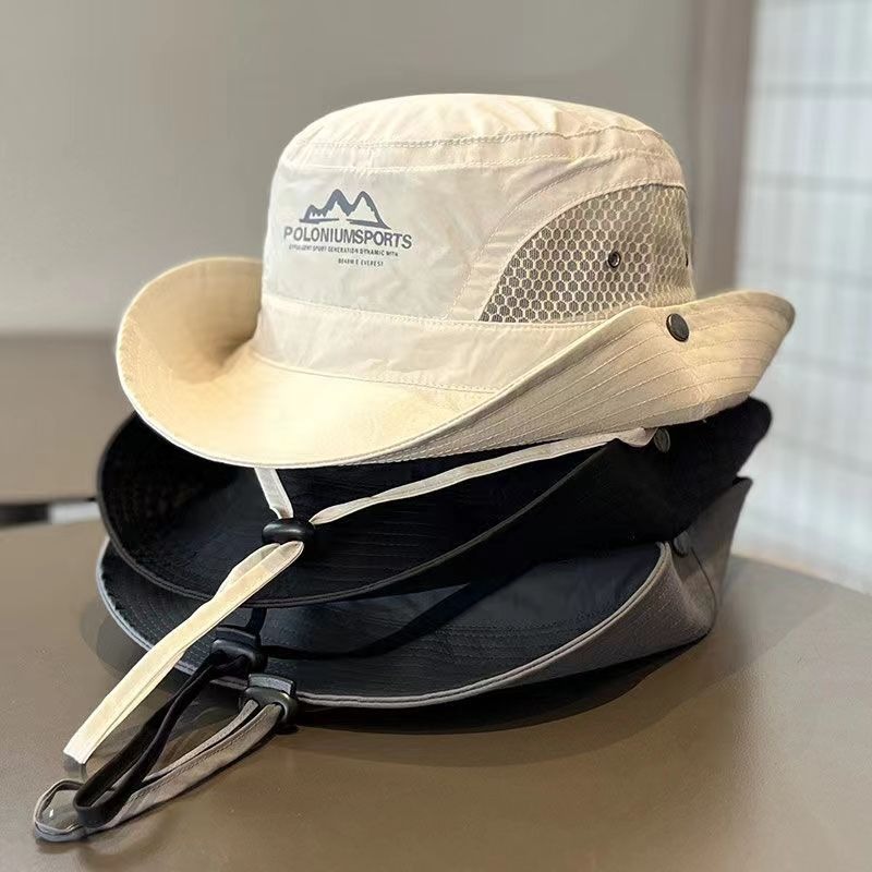 Mountain Camping Drawstring Fisherman Hat Sun Shade Hiking Sun Protection Outdoor Mountaineering Fishing Hat Western Cowboy Hat