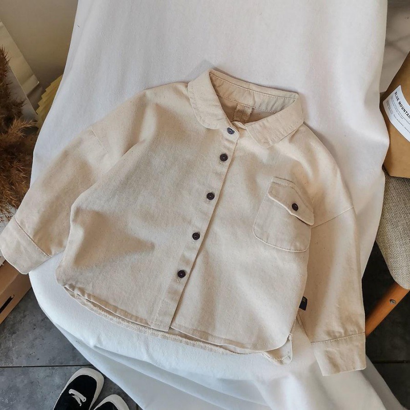 Japanese cotton boys' shirt  February and August children's loose children's cotton summer long-sleeved light and trendy jacket