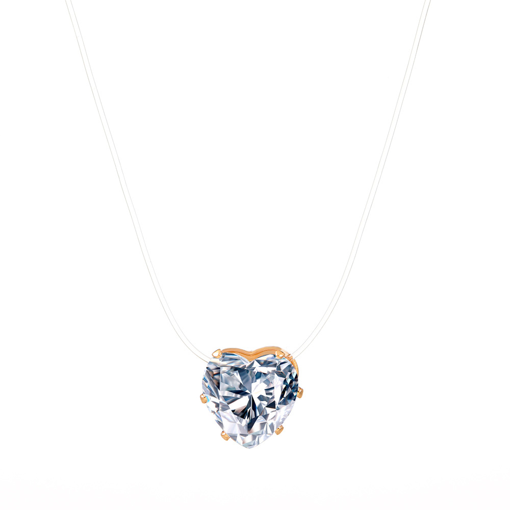 Cross-border new transparent invisible fishing line necklace personality temperament zircon love clavicle chain mermaid tears necklace tide