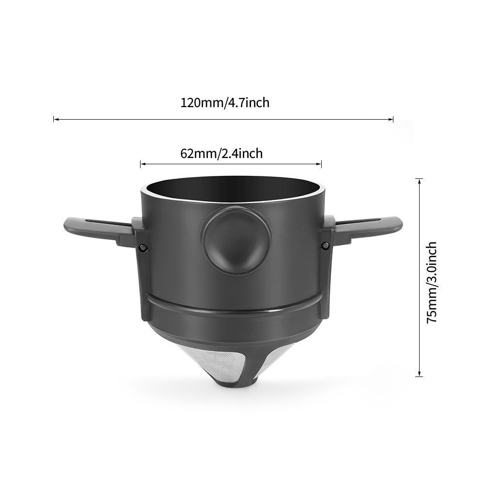 Coffee Filter Stainless Steel Filter Free Paper Coffee Funnel Filter Mesh Portable Folding Hanging Ear Hand Brewed Coffee Filter Cup