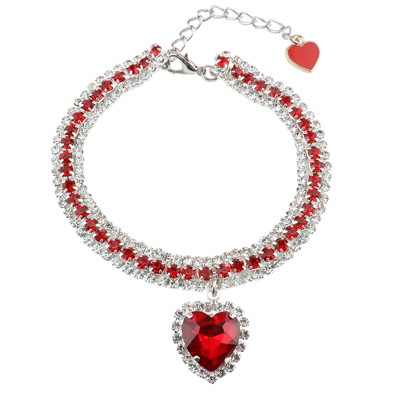 Cross-Border pet collar jewelry wholesale pet cat dog collar Thanksgiving love pendant three rows of diamond necklace collar